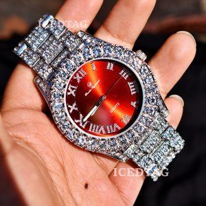 Mens Full Iced OUt Wh. Gold PT Luxury Styish Watch